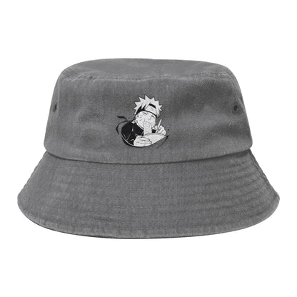 Naruto Eating Ramen Washed Denim Bucket Hat