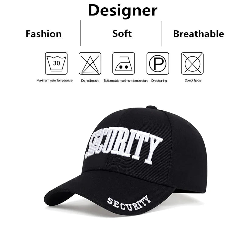 Unisex SECURITY Embroidery Baseball Caps Spring And Autumn