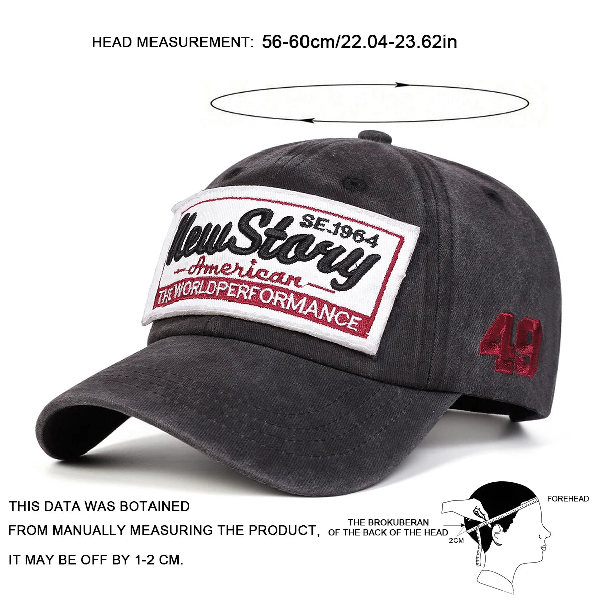 NEW STORY Letter Embroidery Wash Baseball Caps