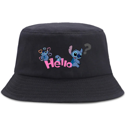 Lilo Stitch Cotton Foldable Bucket Hat Women Hat Boys Girls Fishing Hunting Cap