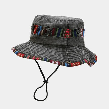 Cotton National Wind Solid Color Bucket Hat For Men And Women