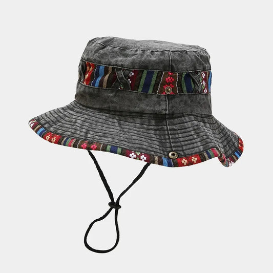 Cotton National Wind Solid Color Bucket Hat For Men And Women