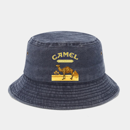 "Camel Trophy" Printed Washed Retro Sunshade Bucket Hat Outdoor Fashion Accessory