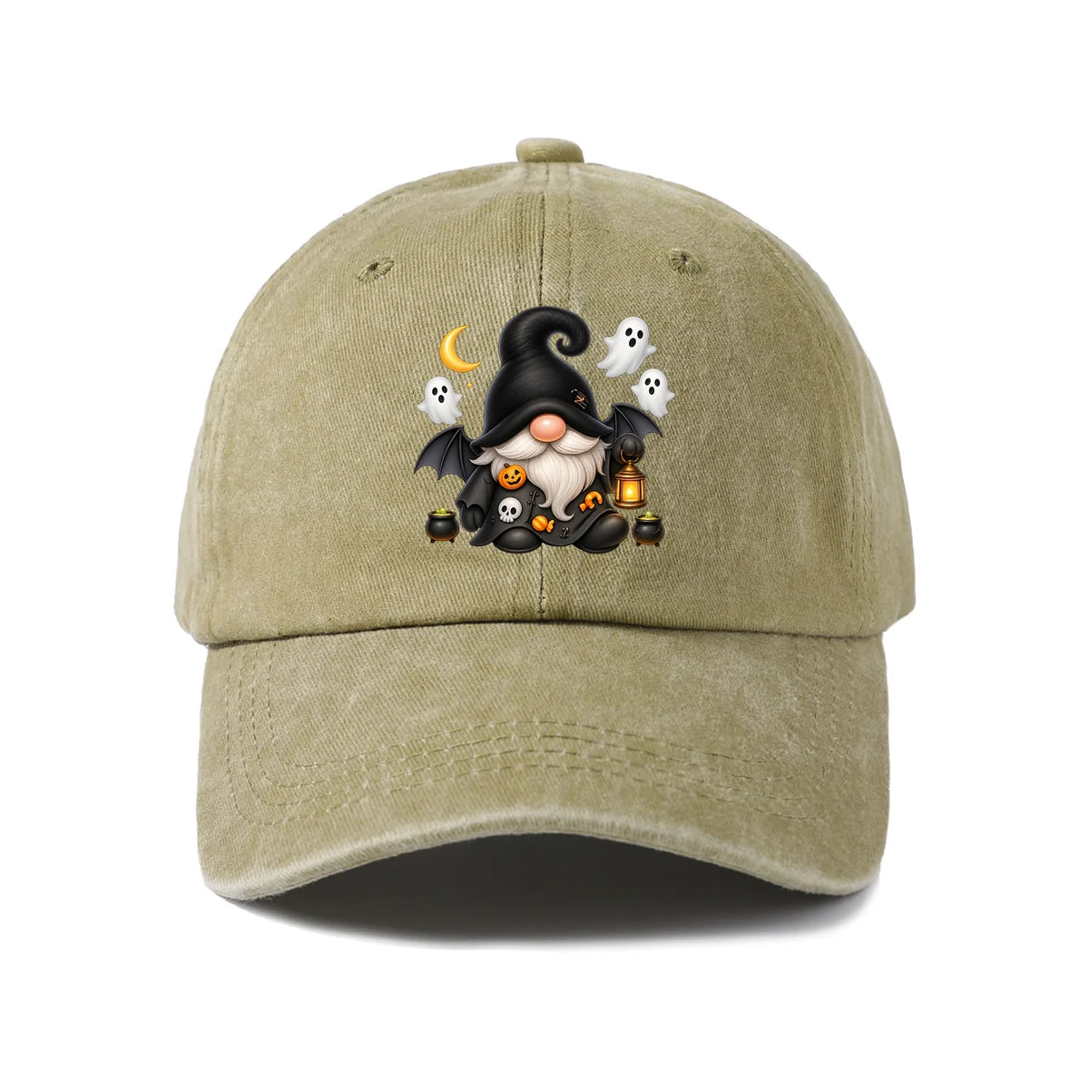 Vintage Washed Witch Gnome Ghost Graphic Baseball Cap