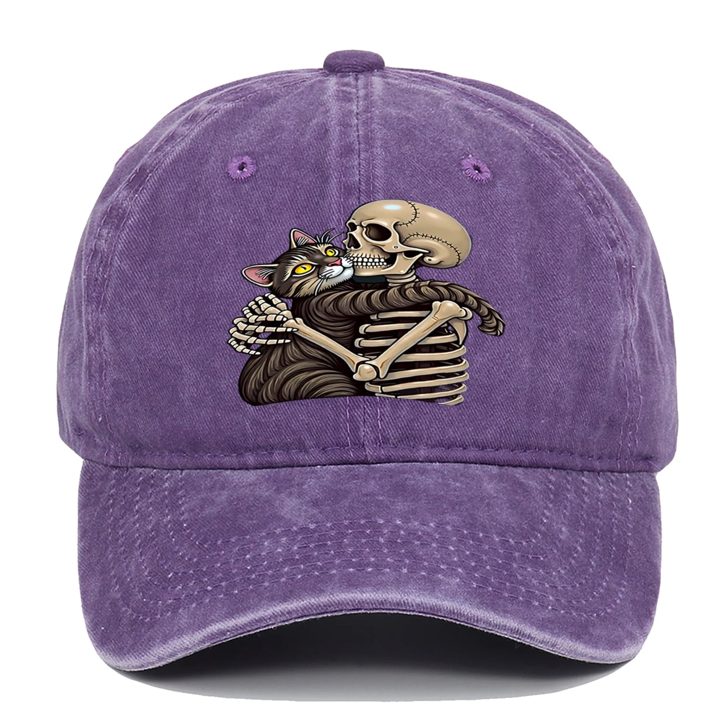 Cat And Skeleton Printed Baseball Hat For Men And Women
