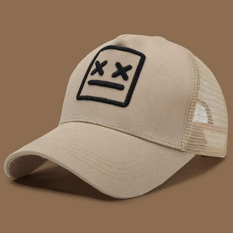 Men's Smiling Face Embroidered Baseball Cap, Fashionable Truck Driver Hat
