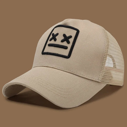 Men's Smiling Face Embroidered Baseball Cap, Fashionable Truck Driver Hat