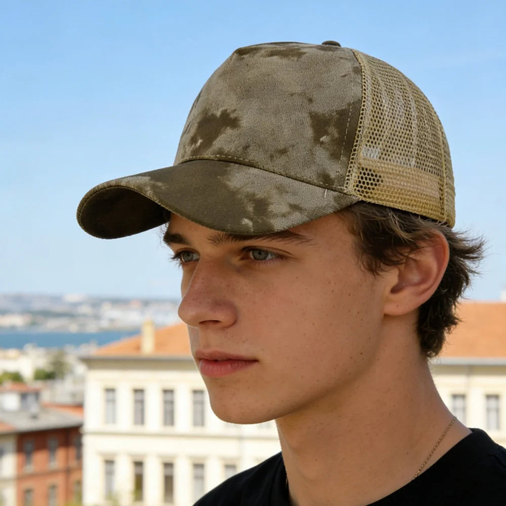Summer Mesh Baseball Cap Women Men New Outdoor Tie Dyeing Design