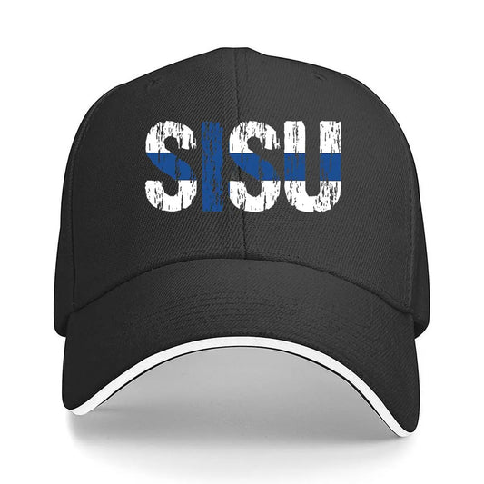 Sisu Finnish Word Resilience Text Art Print Sandwich Baseball Cap