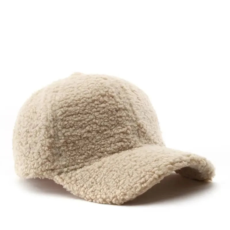 Autumn Winter Baseball Cap Women Artificial Lamb Wool