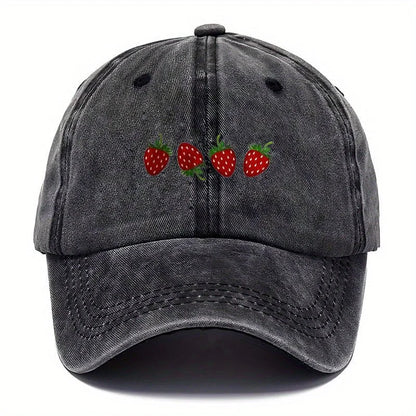 Strawberry Printed Baseball Cap, Fashionable Duckbill Cap for Both Men and Women