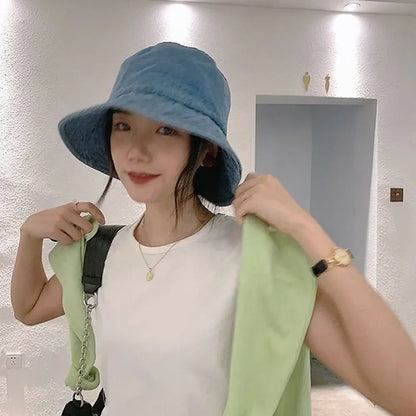 Unisex Cotton Bucket Hats Women Summer Sunscreen Panama Hat Men