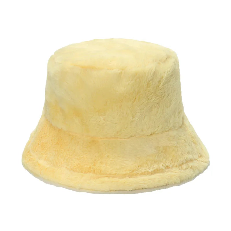 Autumn Winter Warm Hat Men Women Thick Plush Bucket Hat