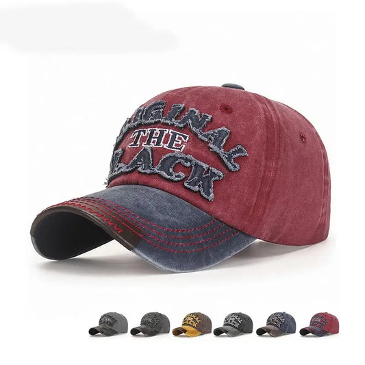 New Cotton Coated Outdoor Sports Wash Baseball Cap Embroidery Patch Black Letter