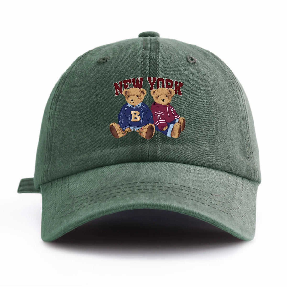 Bear Duo Print Washed Baseball Cap