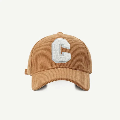 Corduroy Baseball Cap Ladies Fashion C Letter Snapback Hat Adjustable Casual Hip Hop Cap For Men