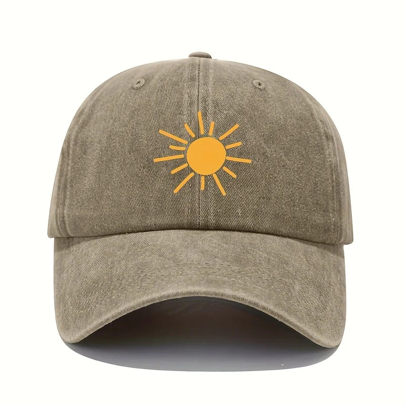 Golden Sun Print Baseball Cap For Both Men And Women