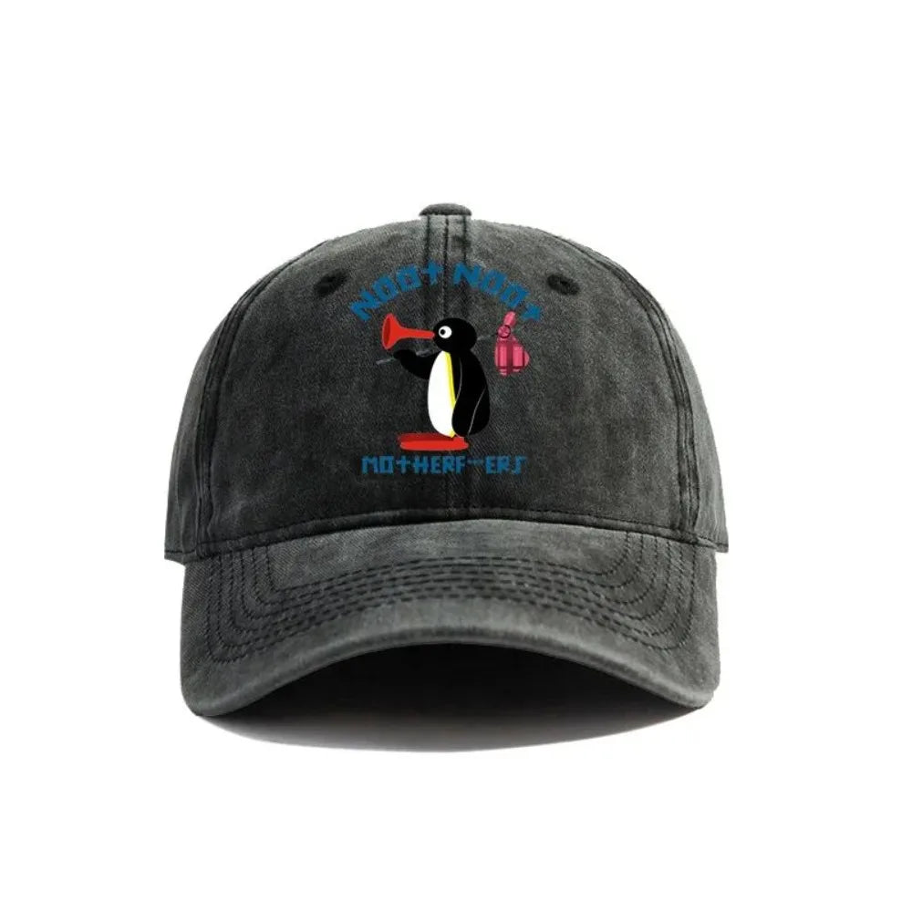 Noot Noot Pingu Distressed Baseball Cap Angry Pingu