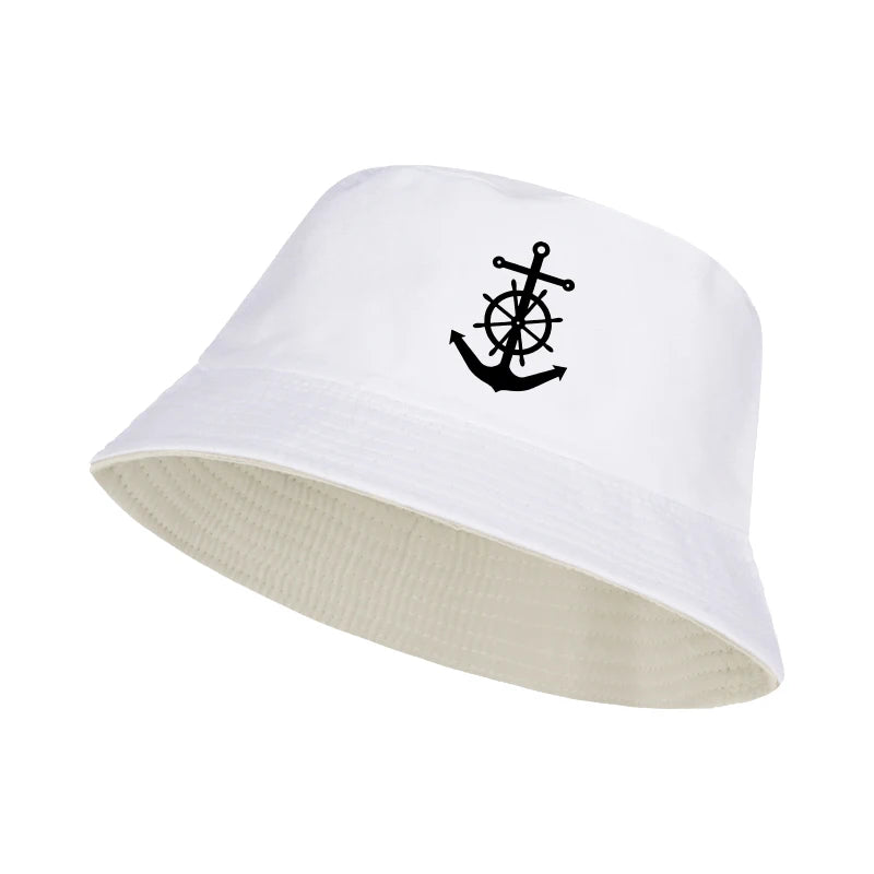 Anchor And Ship Wheel Print Bucket Hat