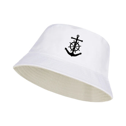Anchor And Ship Wheel Print Bucket Hat