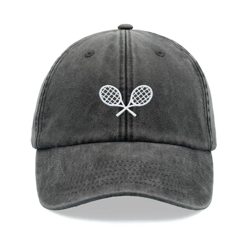 Tennis Racquets Crossed Retro Washed Baseball Caps