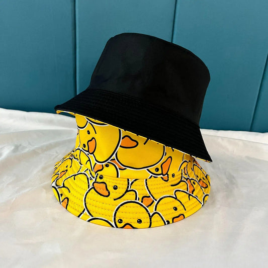 Yellow Duck Printed Fisherman's Hat Four Seasons Outdoor Sunshade Basin Hat