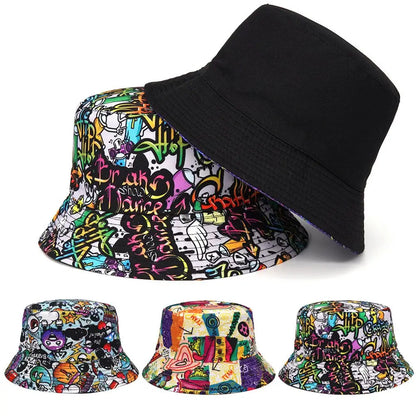 Reversible Sport Outdoor Sunscreen Caps Animal Letter Print Panama Bucket Hat