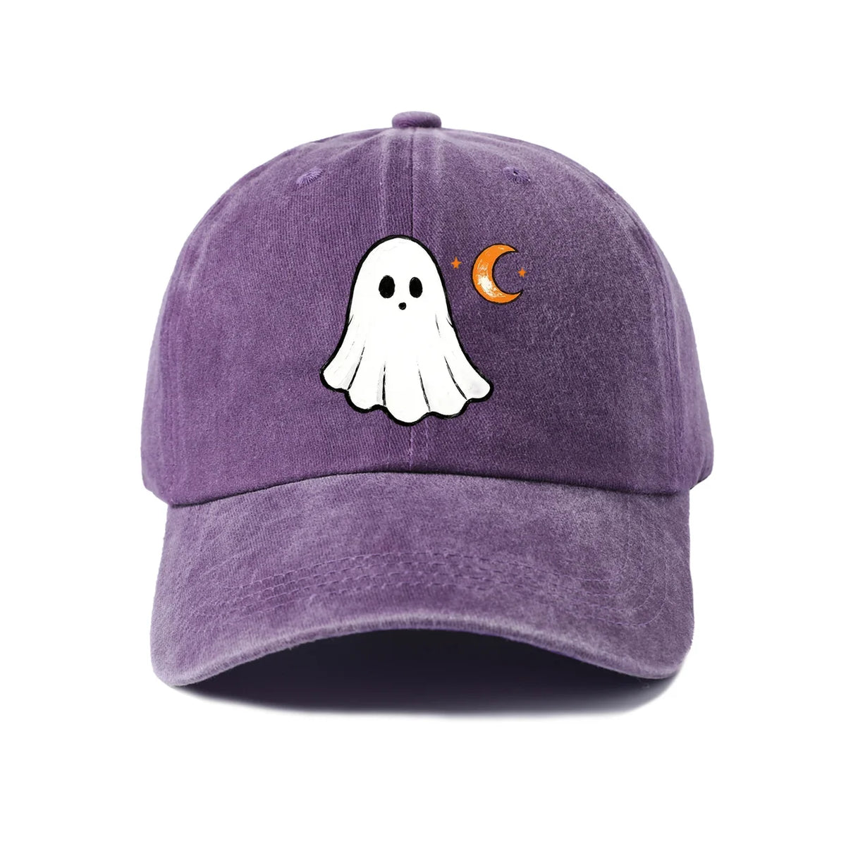Ghost And Crescent Moon Graphic Baseball Cap