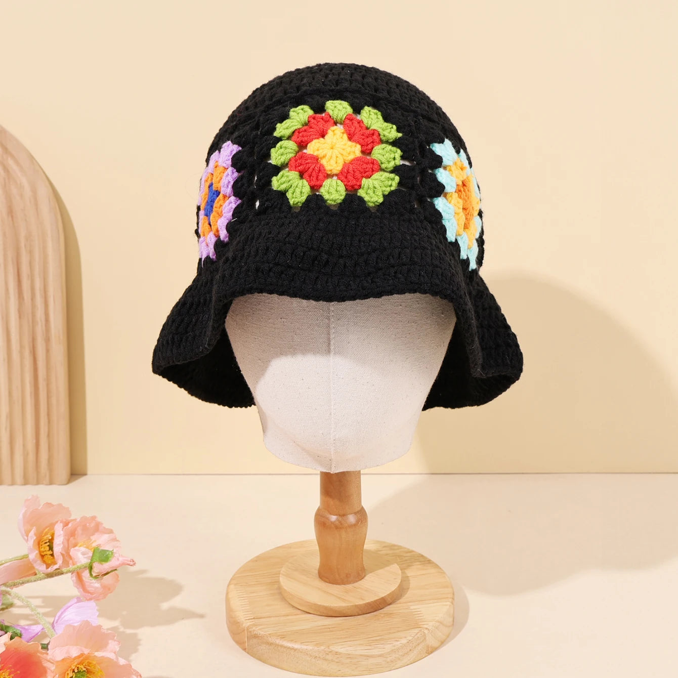 1PC Handmade Crocheted Bucket Shaped Hat