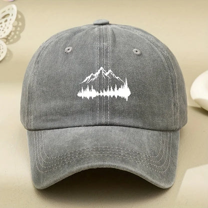 Adjustable Buckle Baseball Cap With Forest Print