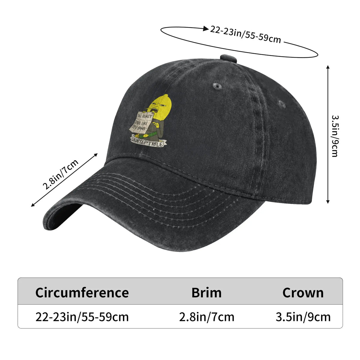 Unisex Lemongrab Printed Hat Fashion Distressed Denim Baseball Cap