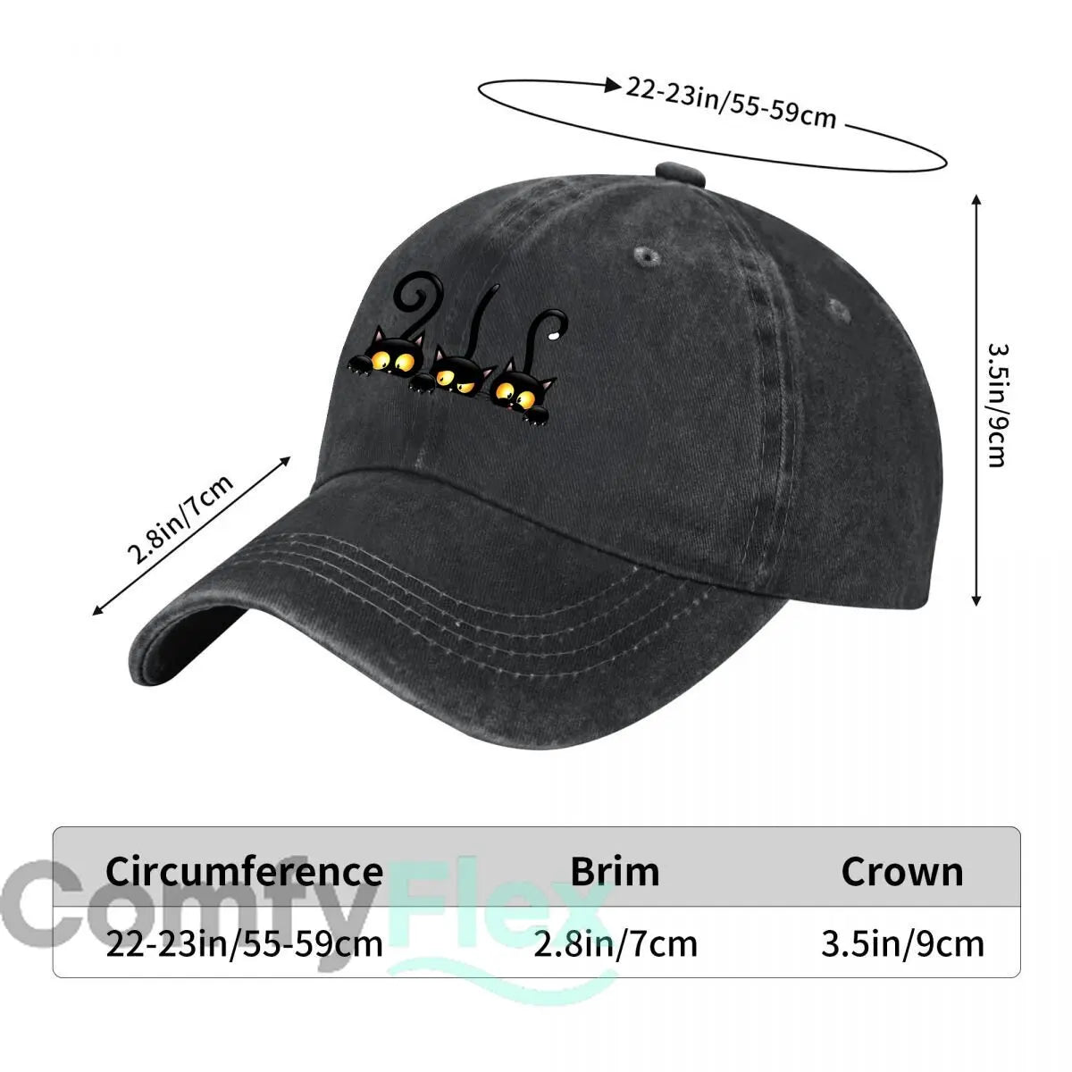 Halloween Black Cats Yellow Eyes Claws New Vintage Washed Cotton Baseball Cap
