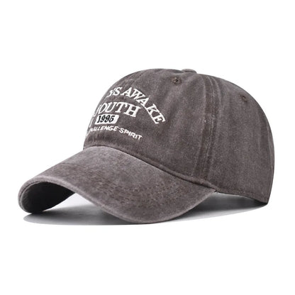 Unisex Washed Cotton Caps Letter Embroidery Vintage Baseball Cap