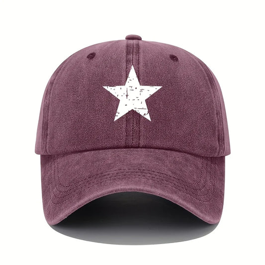 Star Print Baseball Cap Retro Lightweight Washed Cap