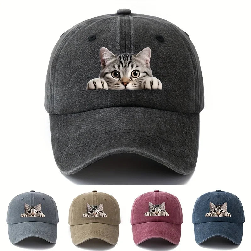 Cartoon Cat Pattern Retro Baseball Cap