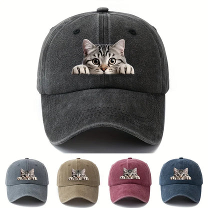 Cartoon Cat Pattern Retro Baseball Cap