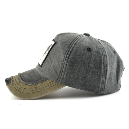 Vintage Denim Baseball Cap With Embroidery Bat Patch Men Dad Hats Women