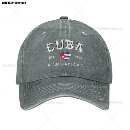 Cuba Baseball Cap EST.1902 La República De Cuba Denim Caps