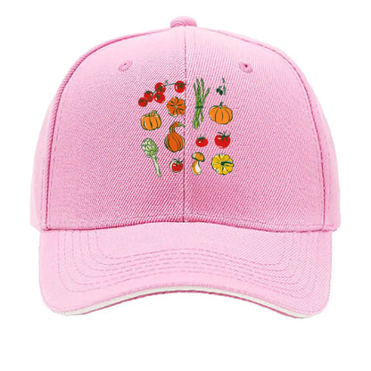 Vegetable Fruit Tomato Pumpkin Asparagus Artichoke Mushroom Olive Illustration Baseball Cap