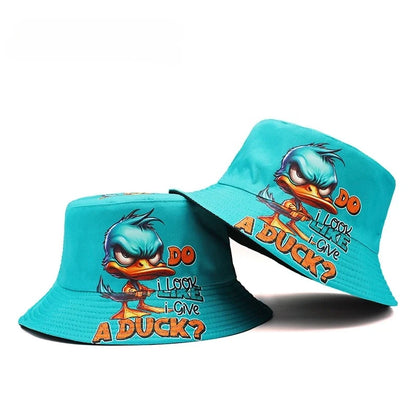 Bucket Hat Cartoon Duck Print Pattern Fisherman Hats For Men Woman