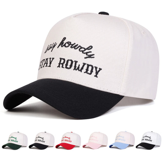 Unisex STAY ROWDY Letter Embroidery Baseball Caps Hip Hop Hat Sunscreen Hat