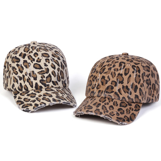 Unisex Leopard Print with Holes Baseball Caps Sunscreen Hat Sports Cap