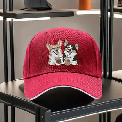 Corgi Coffee Couple Baseball Cap
