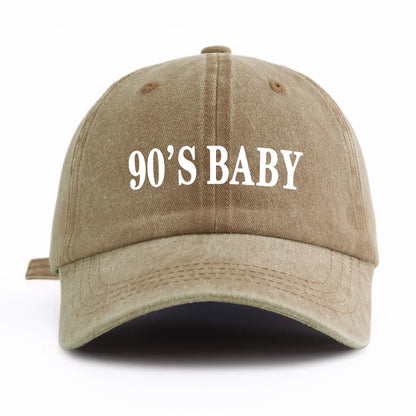 90'S BABY Print Washed Baseball Cap For Adults