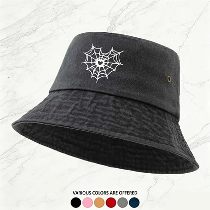 Bucket Hat With Heart Spiderweb Print