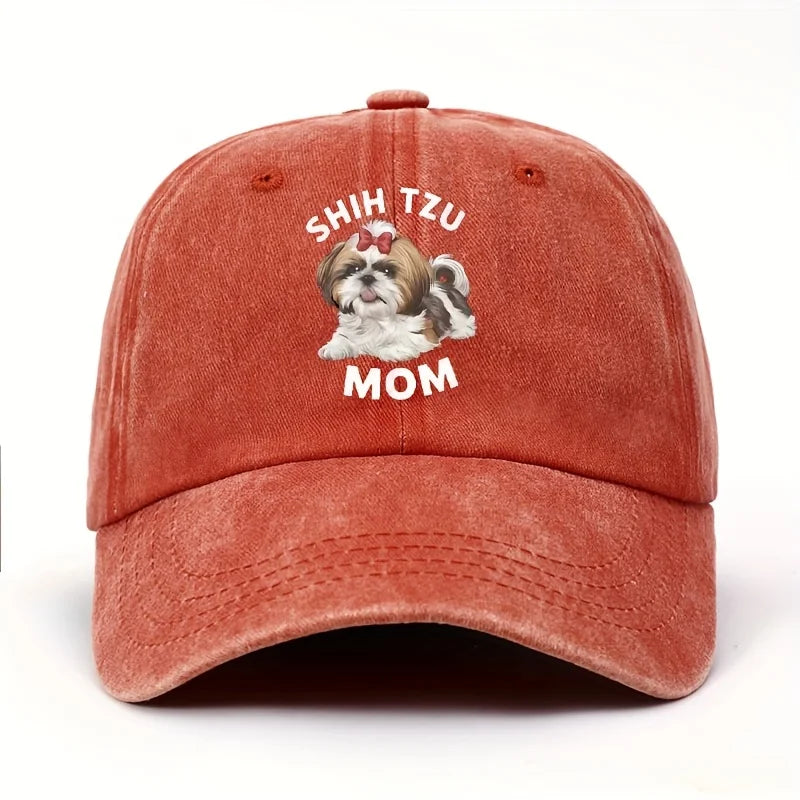 Shih Tzu Mom Red Bow Tie Baseball Cap