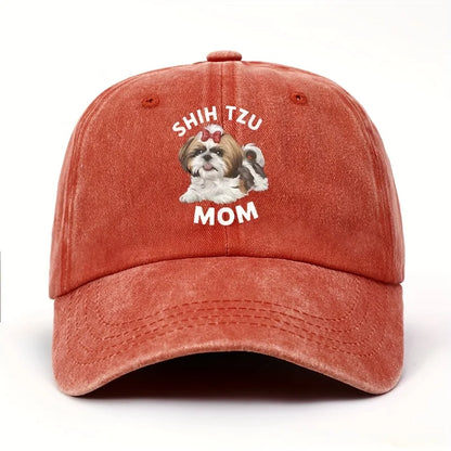 Shih Tzu Mom Red Bow Tie Baseball Cap