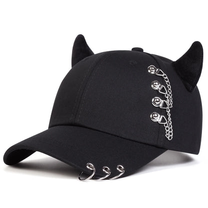 Unisex Circular Lron Ring Cow Horn Personality Baseball Caps