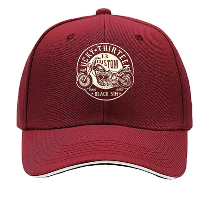 Lucky 13 Custom Moto Retro Rebellion Biker Culture Art Sandwich Baseball Cap