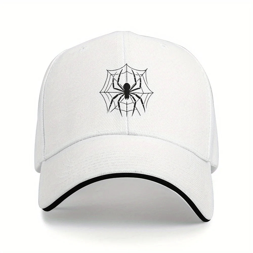 Spider Web Graphic Baseball Cap Black Polyester